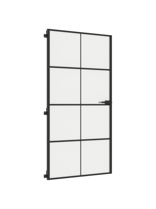 Vidaus durys, juodos, 102,5x201,5cm, stiklas ir aliuminis