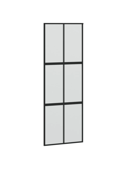 Stumdomos durys, juodos, 76x205cm, grūdintas stiklas/aliuminis