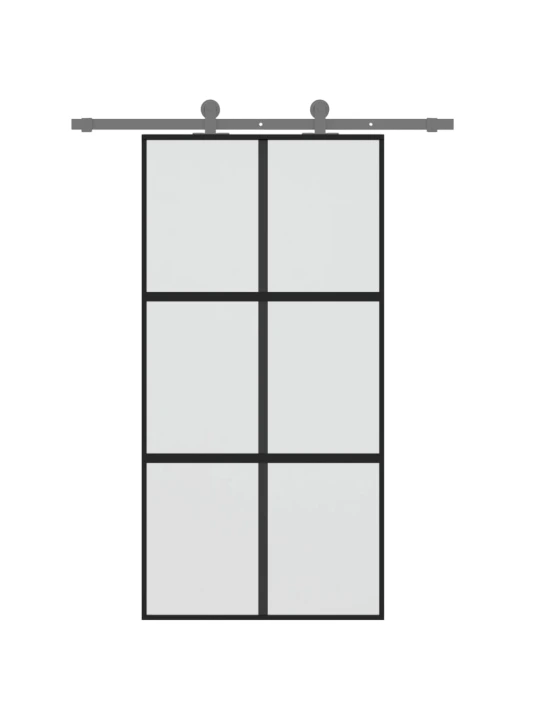 Stumdomos durys, juodos, 102,5x205cm, stiklas ir aliuminis