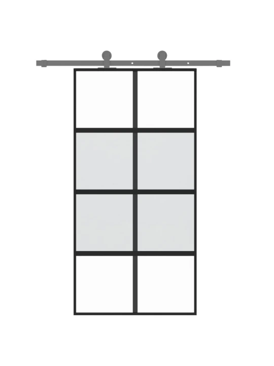 Stumdomos durys, juodos, 102,5x205cm, stiklas ir aliuminis