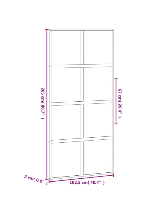 Stumdomos durys, juodos, 102,5x205cm, stiklas ir aliuminis