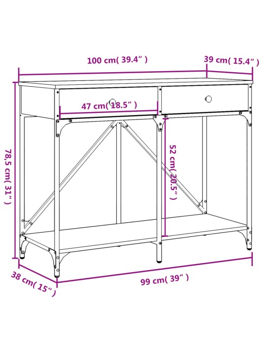Konsolinis staliukas, juodas, 100x39x78,5cm, apdirbta mediena