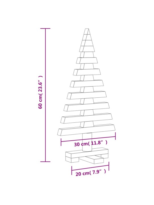 Medinė Kalėdų eglutė, 60 cm, pušies medienos masyvas