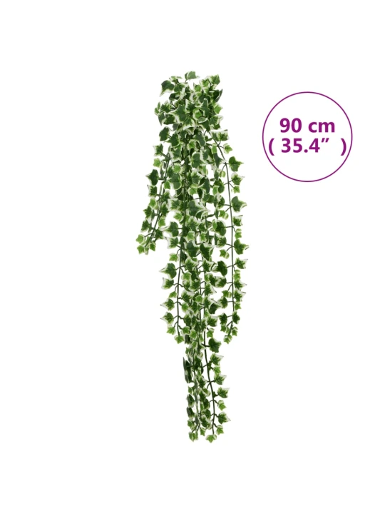Dirbtiniai pakabinami augalai, 12vnt., žali ir balti, 90cm