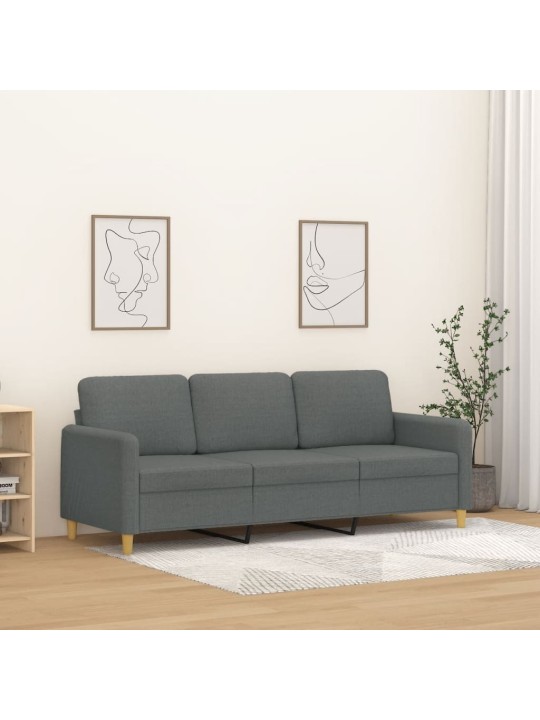 Trivietė sofa, tamsiai pilkos spalvos, 180cm, audinys