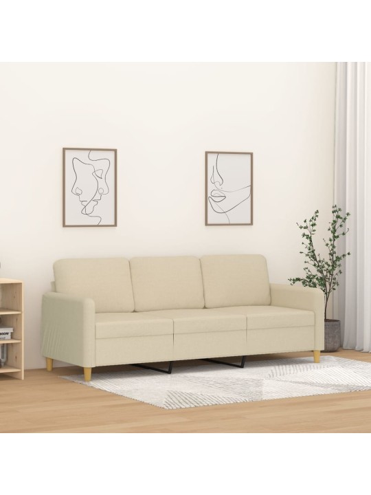 Trivietė sofa, kreminės spalvos, 180cm, audinys