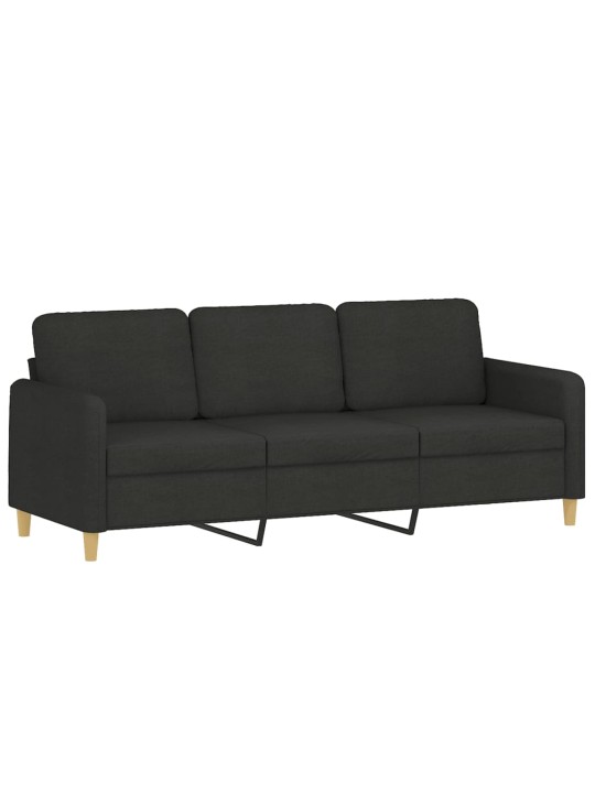 Trivietė sofa, juodos spalvos, 180cm, audinys