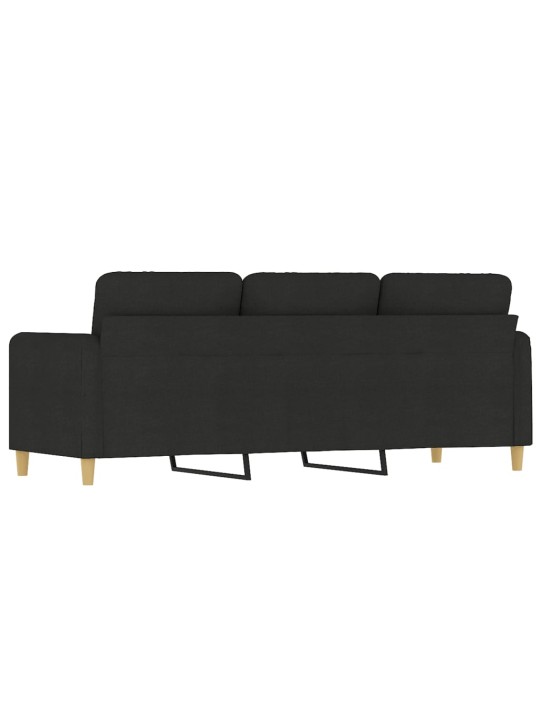 Trivietė sofa, juodos spalvos, 180cm, audinys