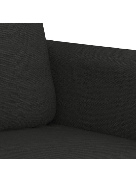 Trivietė sofa, juodos spalvos, 180cm, audinys
