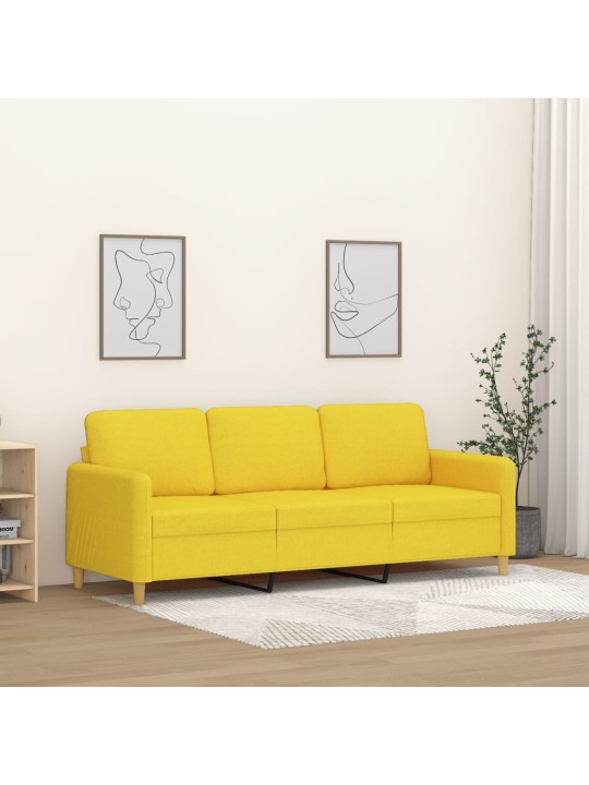 Trivietė sofa, šviesiai geltonos spalvos, 180cm, audinys