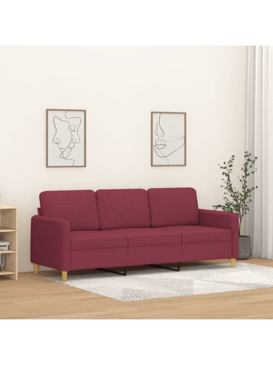 Trivietė sofa, raudonojo vyno spalvos, 180cm, audinys