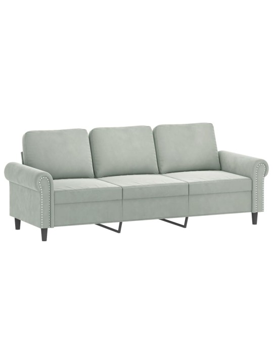 Trivietė sofa, šviesiai pilkos spalvos, 180cm, aksomas
