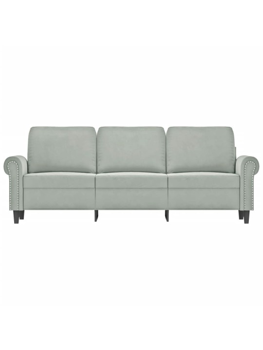 Trivietė sofa, šviesiai pilkos spalvos, 180cm, aksomas
