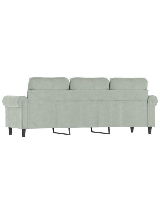 Trivietė sofa, šviesiai pilkos spalvos, 180cm, aksomas