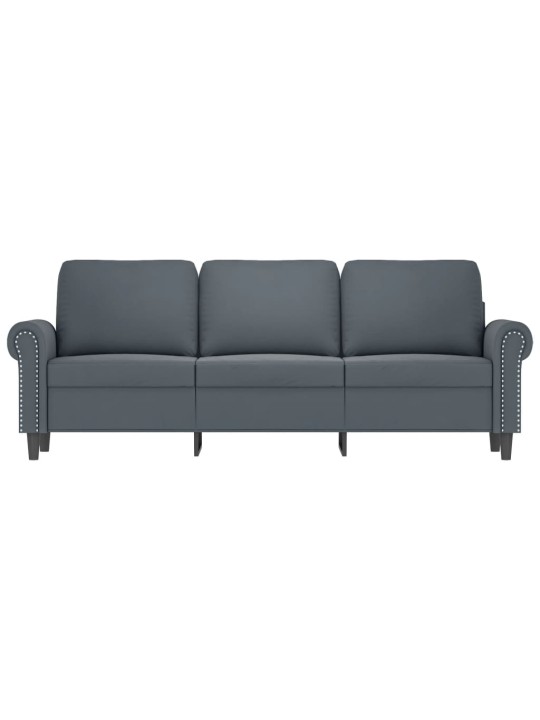 Trivietė sofa, tamsiai pilkos spalvos, 180cm, aksomas