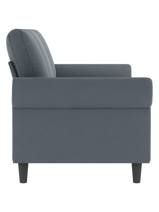 Trivietė sofa, tamsiai pilkos spalvos, 180cm, aksomas