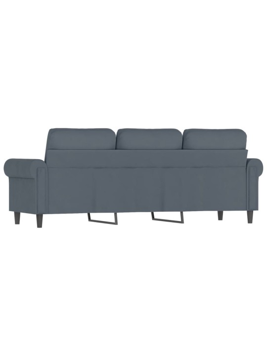 Trivietė sofa, tamsiai pilkos spalvos, 180cm, aksomas