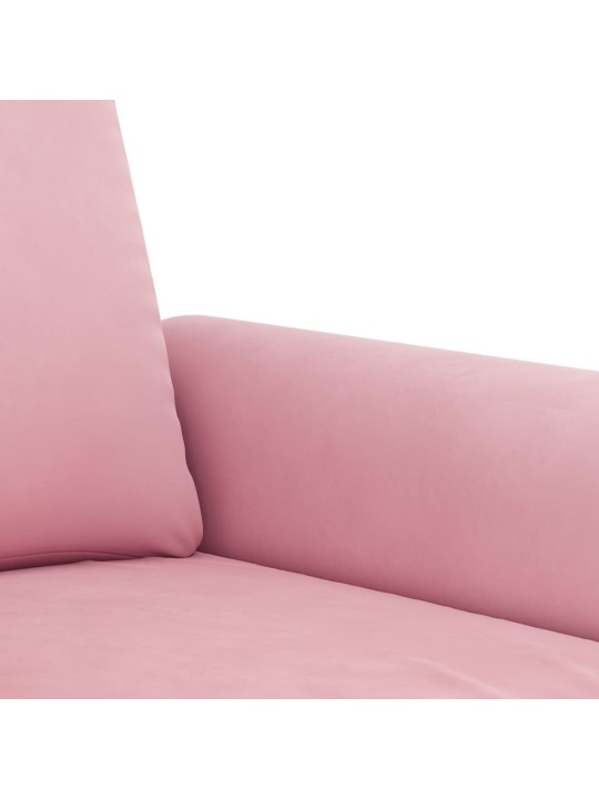Trivietė sofa, rožinės spalvos, 180cm, aksomas