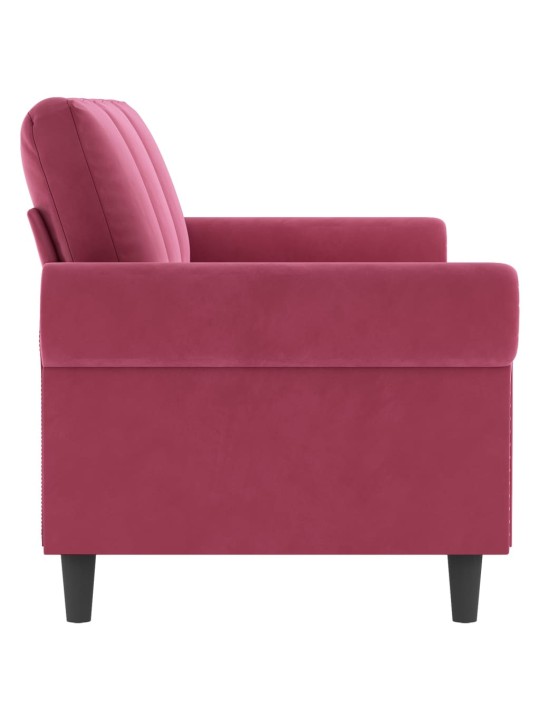 Trivietė sofa, raudonojo vyno spalvos, 180cm, aksomas