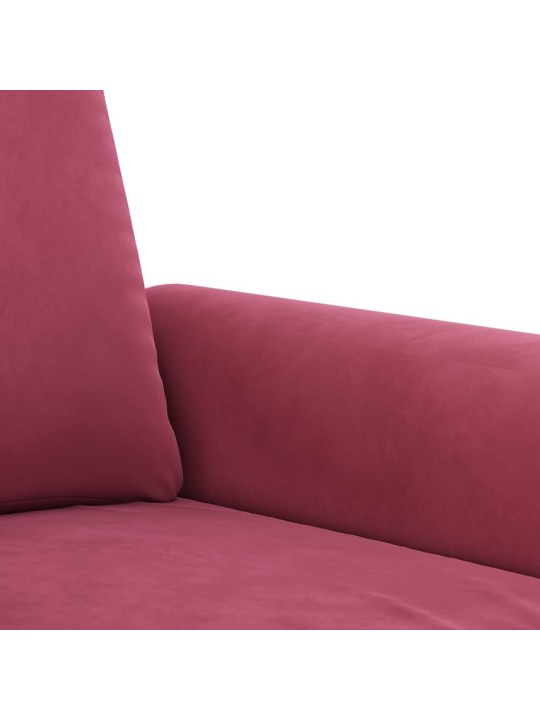 Trivietė sofa, raudonojo vyno spalvos, 180cm, aksomas