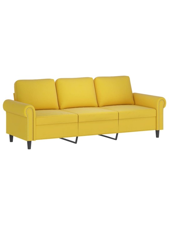 Trivietė sofa, geltonos spalvos, 180cm, aksomas
