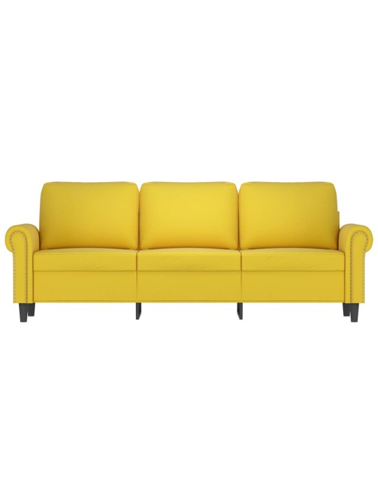 Trivietė sofa, geltonos spalvos, 180cm, aksomas