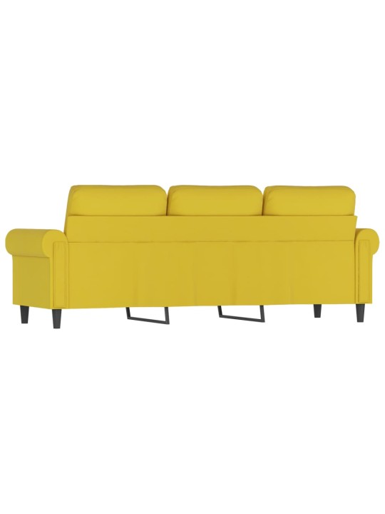Trivietė sofa, geltonos spalvos, 180cm, aksomas