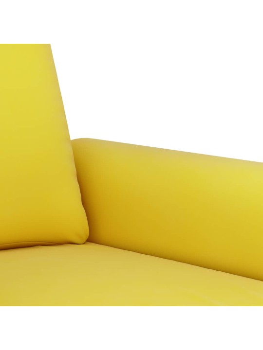 Trivietė sofa, geltonos spalvos, 180cm, aksomas