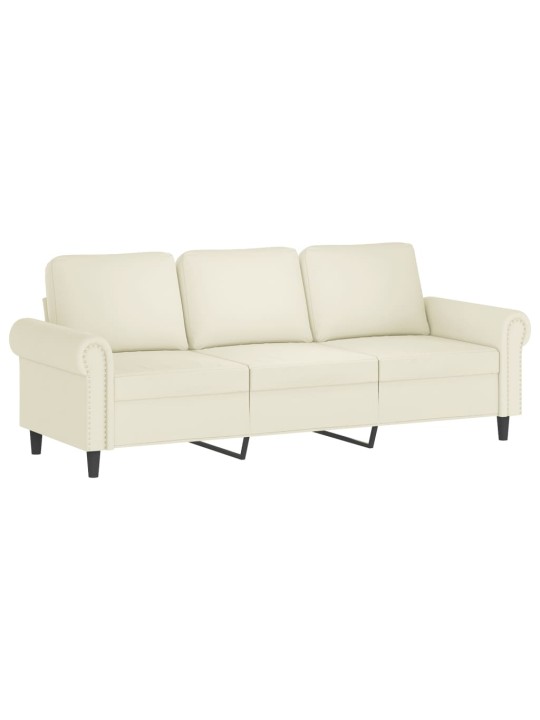 Trivietė sofa, kreminės spalvos, 180cm, aksomas