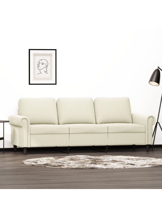 Trivietė sofa, kreminės spalvos, 180cm, aksomas