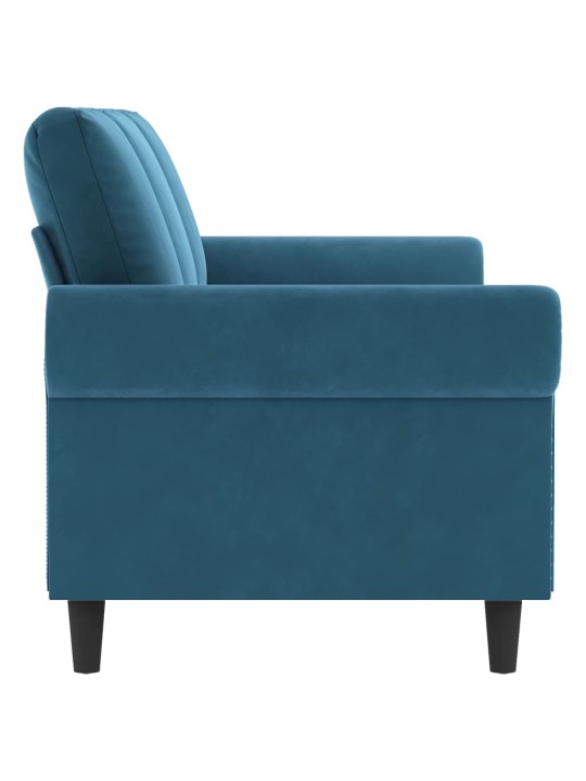Trivietė sofa, mėlynos spalvos, 180cm, aksomas