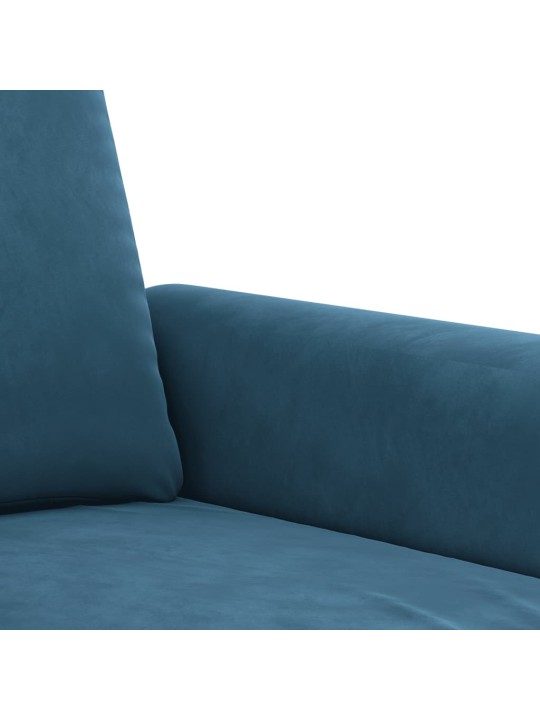 Trivietė sofa, mėlynos spalvos, 180cm, aksomas