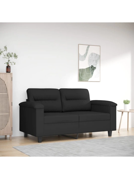 Dvivietė sofa, juodos spalvos, 120cm, mikropluošto audinys