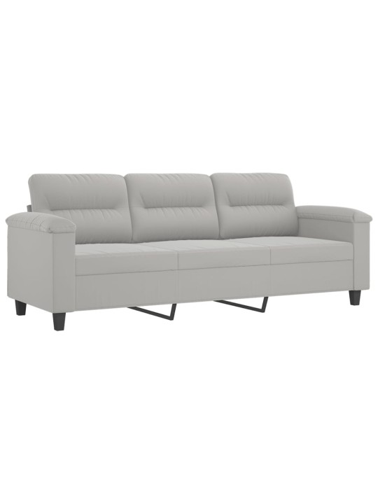Trivietė sofa, šviesiai pilka, 180cm, mikropluošto audinys