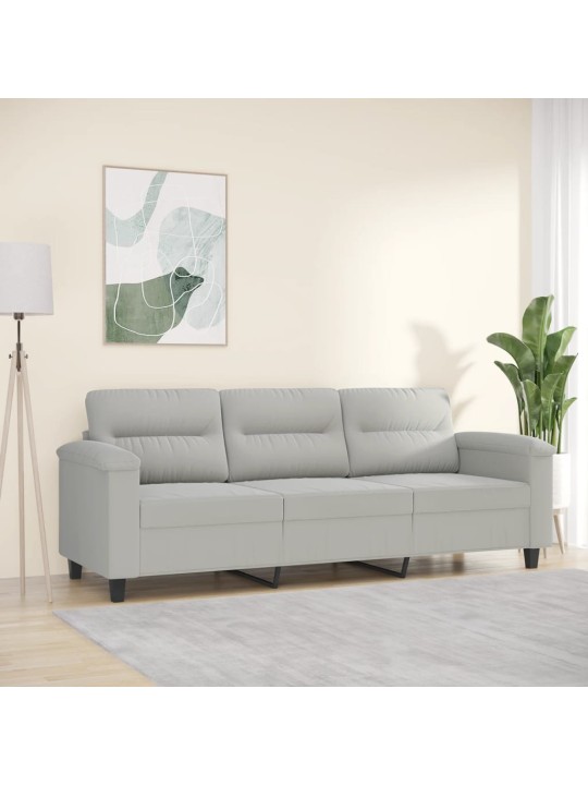 Trivietė sofa, šviesiai pilka, 180cm, mikropluošto audinys