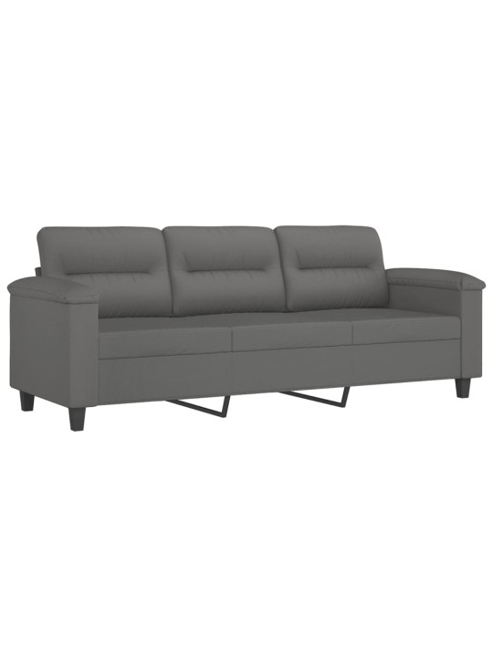 Trivietė sofa, tamsiai pilka, 180cm, mikropluošto audinys