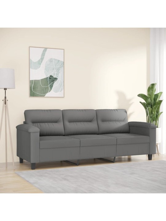 Trivietė sofa, tamsiai pilka, 180cm, mikropluošto audinys