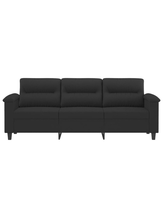 Trivietė sofa, juodos spalvos, 180cm, mikropluošto audinys