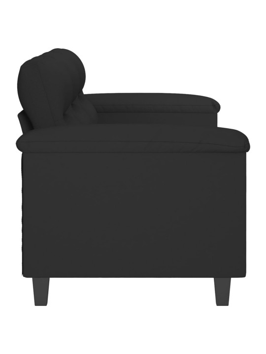 Trivietė sofa, juodos spalvos, 180cm, mikropluošto audinys