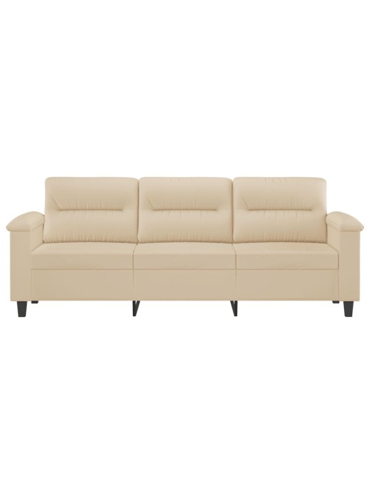 Trivietė sofa, kreminės spalvos, 180cm, mikropluošto audinys