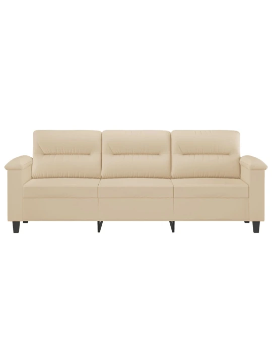 Trivietė sofa, kreminės spalvos, 180cm, mikropluošto audinys