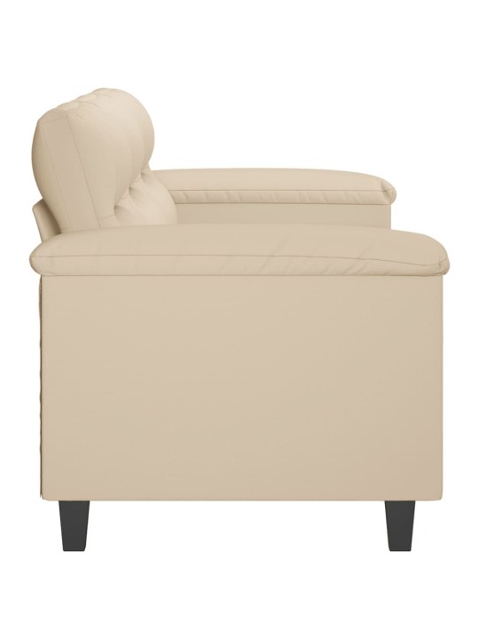 Trivietė sofa, kreminės spalvos, 180cm, mikropluošto audinys
