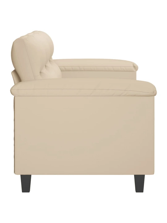 Trivietė sofa, kreminės spalvos, 180cm, mikropluošto audinys