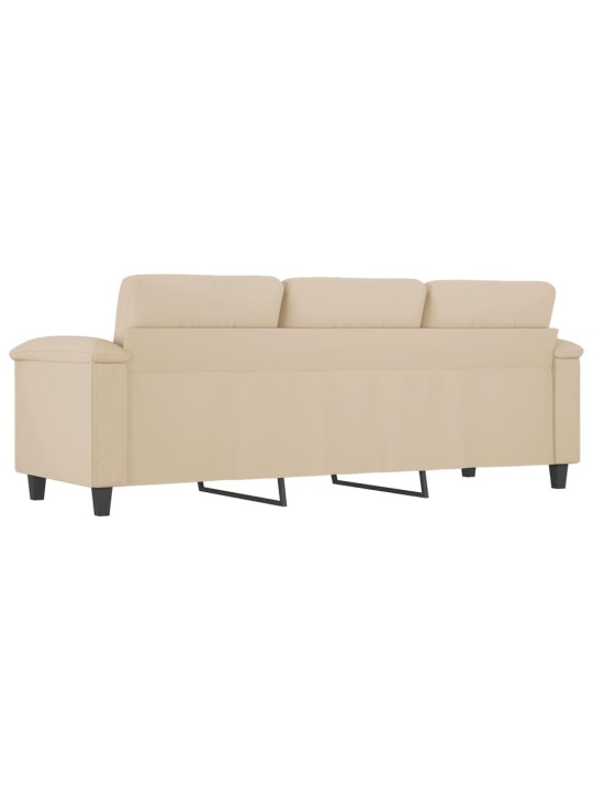Trivietė sofa, kreminės spalvos, 180cm, mikropluošto audinys