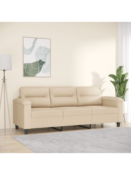 Trivietė sofa, kreminės spalvos, 180cm, mikropluošto audinys