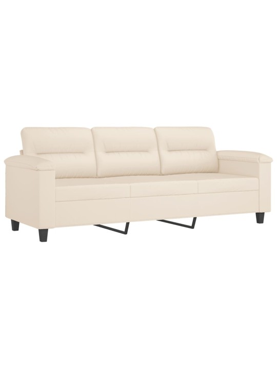 Trivietė sofa, smėlio spalvos, 180cm, mikropluošto audinys