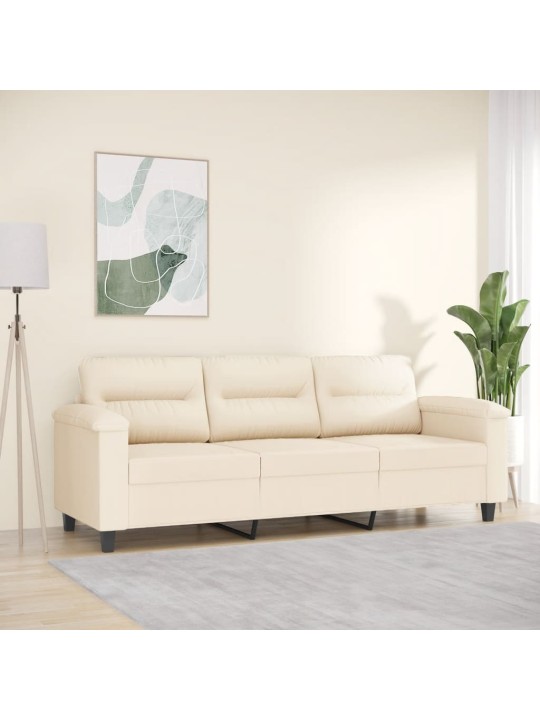 Trivietė sofa, smėlio spalvos, 180cm, mikropluošto audinys