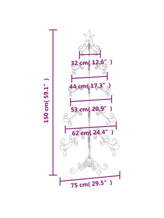 Metalinė Kalėdų eglutė, juodos spalvos, 150 cm