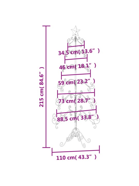 Metalinė Kalėdų eglutė, juodos spalvos, 215 cm