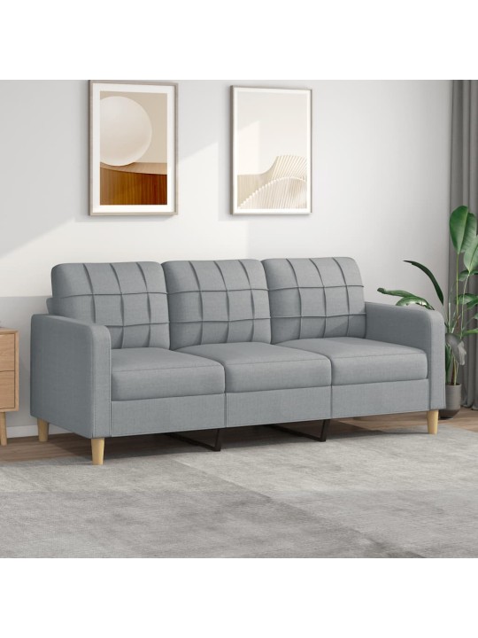 Trivietė sofa, šviesiai pilkos spalvos, 180cm, audinys